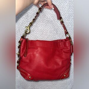 Medium red leather coach Carly